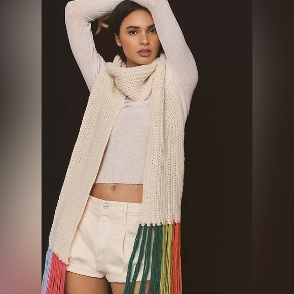 Anthropologie colorful fringe scarf new with tags